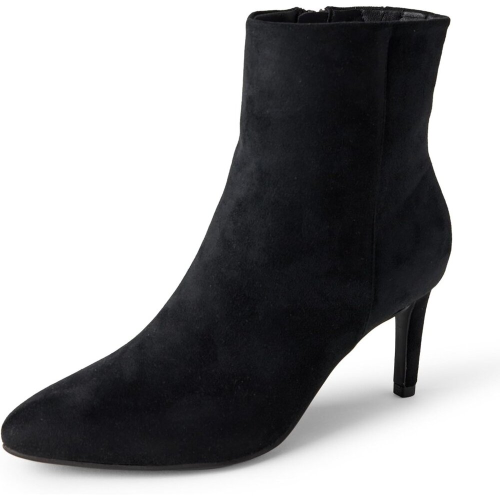 Women's Black Faux Suede Stiletto Heel Dress Ankle Imported Boots 11 Inches